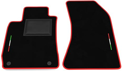 Tappetini compatibili con Alfa Romeo Spider 939 2006-2010, ricamo bandiera Italia, kit tappetini auto personalizzati, set tappeti in moquette, bordo rosso.