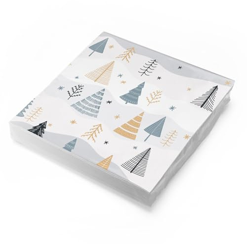 itenga Servietten Winter und Weihnachten 30 x 30cm 3-lagig 20 Stück für Weihnachten Weihnachtsfeier Wichteln und andere Feiern (Winterlandschaft mit Bäumen)
