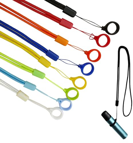 8 Cordones con 8 Anillos de Silicona para Vapeadores, Bolígrafos y Llaves | 8 Anillos de Silicona de 13 mm, para Distintos Tamaños, Uso al Cuello, Protección contra la Pérdida de Objetos
