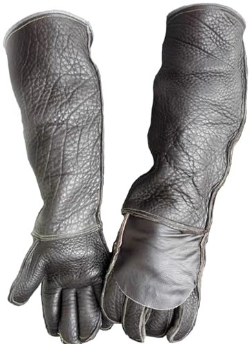 ErdBar Bissfeste Handschuhe 23,6 Zoll/60 cm verdicktes Rindsleder, Anti-Kratz-/Biss-Vogelhandhabungs-Falken-Handschuhe für Greifen, bissfeste Futterhandschuhe
