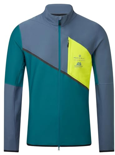 RONHILL Running, Men's Tech Gore-Tex Windstopper Jacket, Deep Teal/Lake/Acid, S