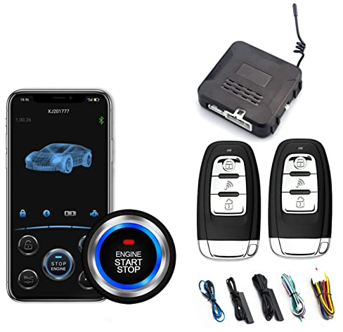 Car Alarm System with Remote Start, Passive Keyless Entry System, Mobile Phone Control Smart Anti-Theft Car System, Remote Alarm for Including Smart Start System, Remote Engine, Unlock Kit