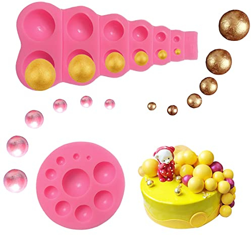 Woohome 2 Stück Silikon Perle Fondant Form Silikon Perle Fondant Silikonform Halbkugel Formen Fondant Form für Kuchen Runde Perlen Blasen Perle Kuchen Form für Kuchen Schokolade Süßigkeiten