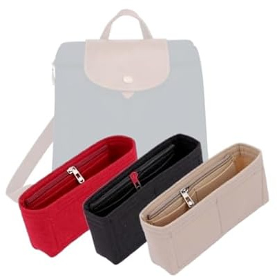 LinerLink Taschen-Organizer für Longchamp Le Pliage Original-Rucksack (26 x 28 x 10 cm (L x H x T), Beige, Stil B: seitlicher Reißverschluss)