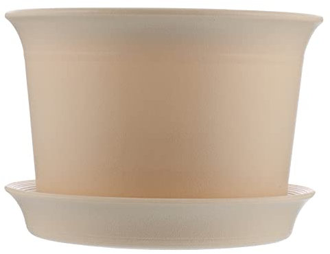 KONTONTY Flowerpot Keramikimitat Mit Untersetzer Robuster Dekorativer Blumentopf Für Garten Zuhause Büro Und Øcm Elegantem Beige Für Sukkulenten Und Kleine Pflanzen
