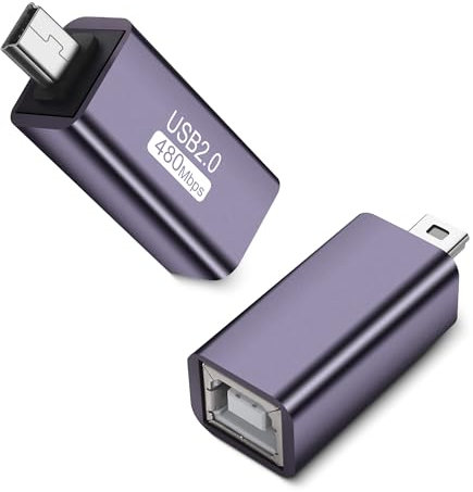 GELRHONR Adattatore Mini USB a USB B, connettore MIDI femmina a Mini USB 5 pin, compatibile con stampanti, pianoforti digitali, sintetizzatori, dispositivi MIDI / computer portatili (mini USB Male)