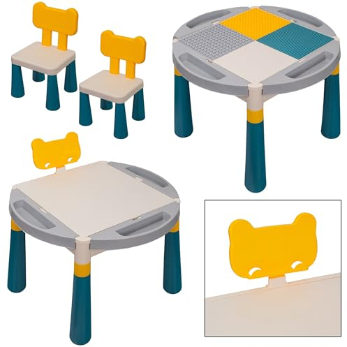 Conjunto de Mesa y Sillas Coil Conjunto, 2 en 1 para Niños, Material: PP+ABS, Multicolor