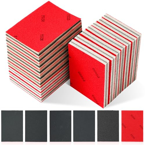 Heigble 60 Pcs 320-2500 Grit Sanding Sponge, Ultra Fine Sanding Sponges Pads, Soft Foam Shine Block Wet Dry Polish Pads, Ultra Fine Grit Sandpaper for Model Drywall Metal Wood Furniture Polishing