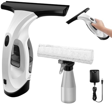 Window Vacuum, Window Vacuum Squeegee, 3 in 1 Cordless Window Vac with Spray/Wipe/Suck up Water, Rechargeable Window Cleaning Tool for Shower Wall Mirror Glass/Car Windshield/Countertop, 300ML Tank