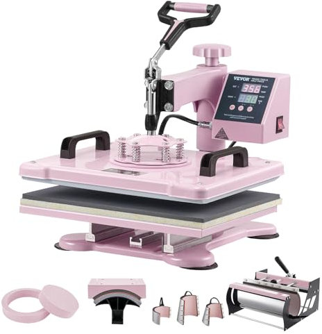 VEVOR 8 in 1 - Pressa a caldo combinata con pressa per bicchieri da 30 once e pressa per cappelli da 12 x 15 pollici per magliette, cappelli, berretti, bicchieri, lattine di vetro, tazze e piatti