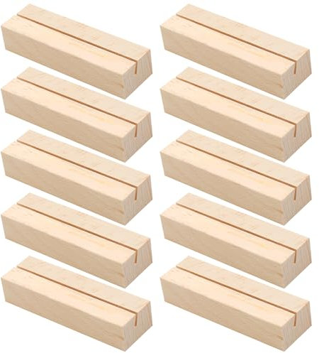 Makloee 10 PCS Wood Card Holders, Place Card Holder, Wooden Table Number Stands Picture Holder Photo Holders, Menu Holders,Square Wooden Stands for Indoor and Outdoor Weddings Party Cards Events