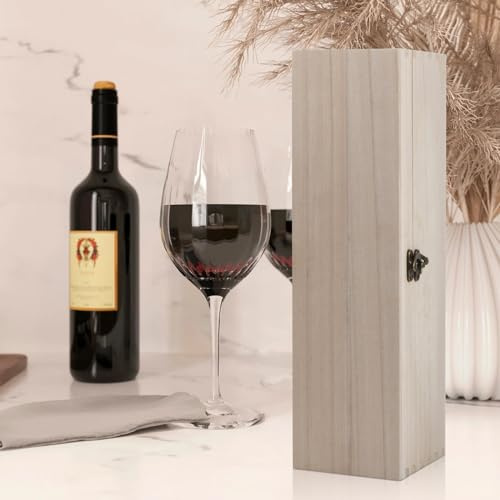 Catime Weinkiste Holzkiste, 1 Flasche, 35x9,8x10cm, Wein-Box, Holzbox mit Deckel, Geschenkbox Holz, Aufbewahrungsbox für Geschenke Party Geburtstag Lagerung Decoupage, Keine Grate