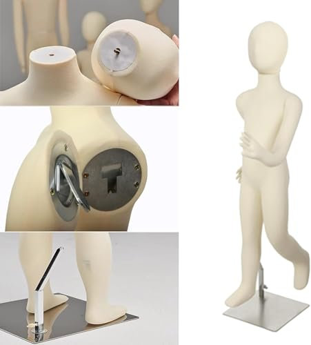 AVLLSO Schneiderpuppe Kinderkostüm mit verstellbaren Beinen und Armen, Ganzkörperpuppe mit Edelstahlsockel(14 Years Old)