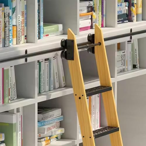 GLFNB Bibliotheks-Schiebeleiter-Hardware-Kit (ohne Leiter), mobiles Schienenleiter-Hardware-Kit für Heim-/Bibliotheks-Bücherregale/Dachboden-Kletterleitern, Schwarz (6,6 Fuß/200 cm Schienen-Kit)