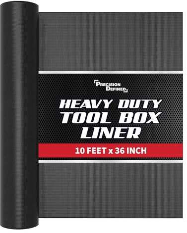 Precision Defined Tool Box Liner, 91cm x 3m, Black | Professional-Grade Non-Slip Shelf & Drawer Liner for Tool Chests