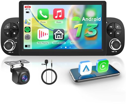 【4+64G】Hodozzy Carplay Autoradio per Fiat Panda 2013-2020, Touchscreen da 7 pollici con Android Auto/DSP/WiFi/GPS/RDS/FM/Bluetooth 5.0/USB