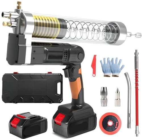 Pistola Eléctrica de Mantequilla, Kit de Pistola de Grasa Inalámbrica Eléctrica, Capacidad de 600 CC, Presión de 12000 PSI, Pistola de Grasa Alimentada por la Batería, Viene con Una Manguera de 30cm