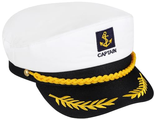 SHINEOFI Sailor Hat for Men Yacht Boat Captain Hat Costume Marine Admiral Adjustable Ship Cap Funny Halloween Party Cospaly Accessory