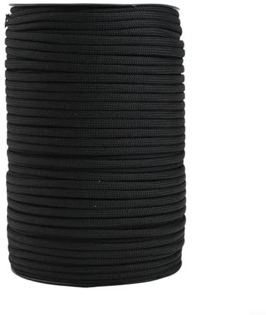 Cuerda de 100 m para acampar al aire libre, multiusos para instalación de tienda de campaña, tendederos y deportes acuáticos (negro)