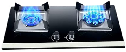 Portable Gas Stove,2 Burners Gas Hob,5.2kw 9-cavity High-fire Frying Pan,NG/LPG Source Kit,with Flameout Protection,for Home Kitchen(LPG)