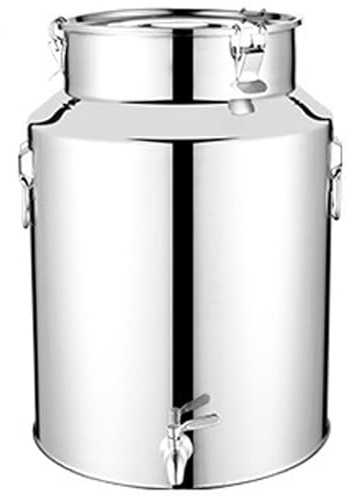 Milk Can 5L Stainless Steel Water Dispenser Heavy Duty Honey Bucket with Spout, Locking Sealed Lid and Handle for Wine, Cooking Oil, Milk, Grains