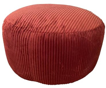 Puf Relaxdays, Corduroy, HxD: 35 x 50 cm, Relleno de poliestireno, cojín Redondo, Taburete para salón, Asiento, óxido
