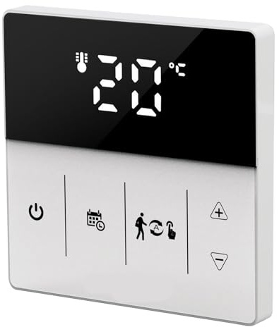 Keenso WIFI-Termostat, Intelligent Fjärrkontroll, Digital Display, Programmerbar Termostat för Hem, Hotell, ABS-material (Svart Vit)