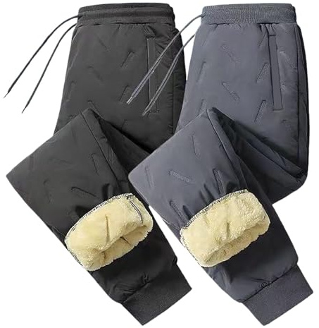 Termiska byxor herr vinterfodrade, fleecebyxor herr varma sportbyxor vindtät löparbyxor med fickor joggingbyxor långa utomhus sweatpants dragsko fleecebyxor lösa slip-byxor oversize vandringsbyxor