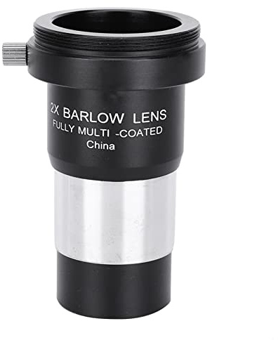 Lente de Aumento 2X Lente Barlow, Lente Ocular telescopio con Interfaz de 1,25 Pulgadas, Vidrio óptico Multicapa para visualización astronómica, película Delgada Morada de Banda