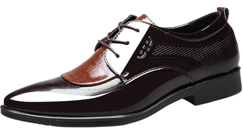 Premium Herrskor For Formella Klänningar For Affärer Och Bröllop, Andningsbara Oxfordskor I PU-läder Med Snörning Och Halkfri Sula, Mångsidiga Kontorsskor(Brown,40 EU)