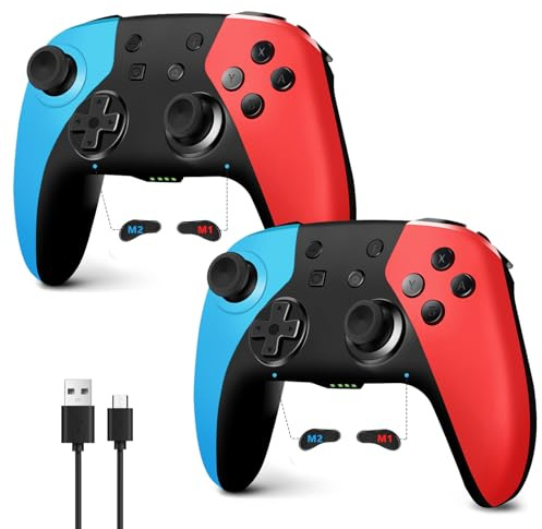 AceGamer 2pcs Wireless Controller for Switch 2/Switch/Lite/OLED, Wireless Pro Controller with Hall Joystick/6-Axis Gyroscope/Wake-up Function/Programmable Button/Vibration Settings/Low Battery Warning