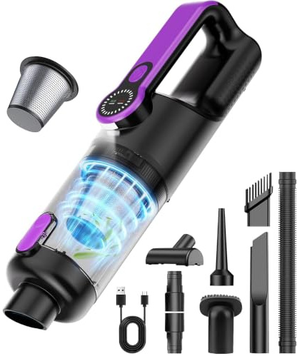 Hilifix Aspirapolvere Auto 26000 PA 4 in 1, Multifunzione Potente Senza Fili con Display a LED, Portatile Ricaricabile per Peli di Animali, Casa, Ufficio, Cucina