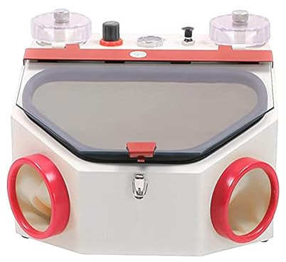 Sandblaster Machine for Two Pens, Sandblasting Equipment with LED Light and Large Glass Window, Industrial Sandblaster Unit for Efficient Surface Preparation