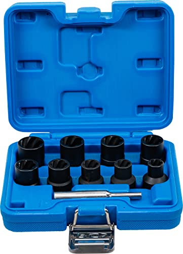 BGS Schrauben-Ausdreher-Set 10 tlg Linksausdreher Schraubenlöser Ausbohrer 5266 Schraubenausdreher Set 10-19 mm Spezial Steckschlüsseleinsätze 1/2 Steckschlüssel Einsätze Schrauben Ausdreher Mutter