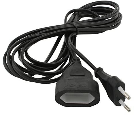 UNITEC Euro-Verlängerung mit Stecker und Kupplung, 5m, schwarz