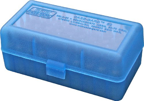 MTM RMLD-50-24 Boite à Munitions Flip-Top 300 WSM 45-70 7MM Bleu Boite de Rangement pour 50 Cartouches Carabine