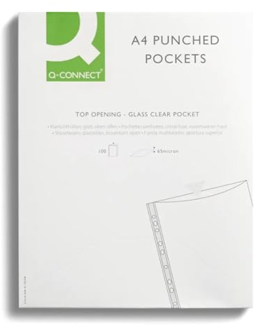 Q Connect Punched Pochette Verre - Transparent(Lot de 100)