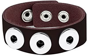 ANDANTE Leder Armband für Chunks Click-Buttons mit Druckknopf-Verschluss (18-22 cm) Dunkelbraun