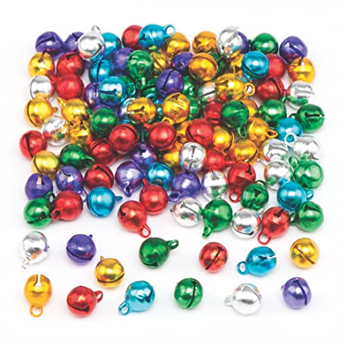 Baker Ross Mini cascabeles de colores metálicos: suministros creativos de arte y manualidades navideños para proyectos y decoración para niños (paquete de 12), Multicolor