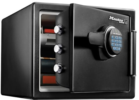 Master Lock Tresor Feuerfest und Wasserdicht mit Zahlencode, Dreifacher Schutz - Flug, Feuer und Flut, elektronische Kombination, 22,8L, 34.8 x 41.5 x 49.1 cm