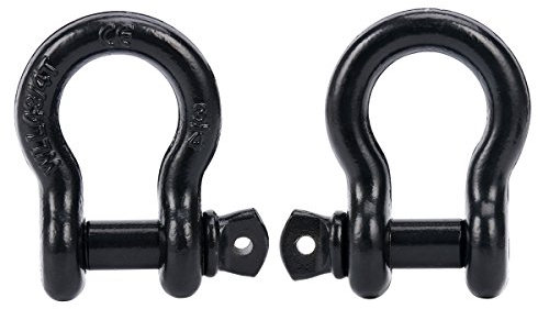 FreeTec Bow Shackles, 4.75 Tons (9,500 Lbs) Heavy Duty Galvanized Lifting Shackles, 2 Pack for Lifting Towing Construction 4x4 Offroad Recovery