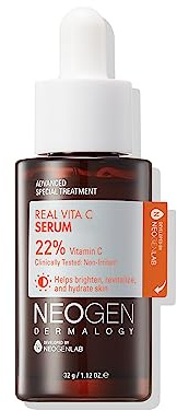 DERMALOGY by NEOGEN Real Vita C Serum, Hydrating Vitalizing Facial Serum with 22% Vitamin C, Even Skin Tone, Dark Spot Serum, Korean Skin Care (32g/ 1.12 oz)