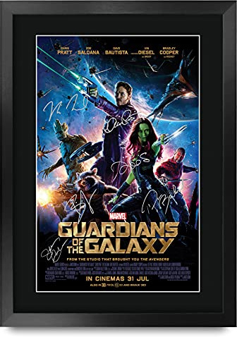 HWC Trading A3 FR Guardians of the Galaxy 1 Chris Pratt und Cast Geschenke Printed Poster Autogramm Bild für Film-Memorabilia Fans - A3 Eingerahmt