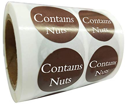 Contains Nuts Stickers Round Allergies Food Rotation Labels Allergy Sticker
