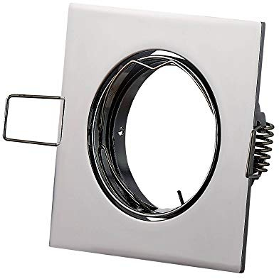 6x Einbaurahmen Set für Einbaustrahler chrom eckig schwenkbar aus Aluminium - Rahmen geeignet für GU10 MR16 LED und Halogen-Leuchtmittel - 65-70mm Bohrloch Gehäuse Einbau-Spot