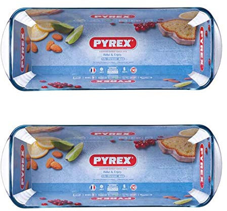 Pyrex Glass Loaf Pan Dish High Resistance 30cm Clear/Transparent (Pack of 2)