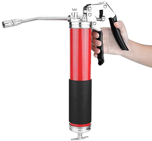 Professional Manual Grease Gun, High Pressure 4500 PSI, with Flexible Hose and Coupling, One-Hand Greasing Tool for General Lubrication Applications