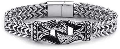 Zysta Herren Armband Keltischer Knoten Unendlichkeitszeichen Armband Edelstahl Panzerkette Armband Cuban Link Wikinger Gotik Biker Armreif für Männer Papa