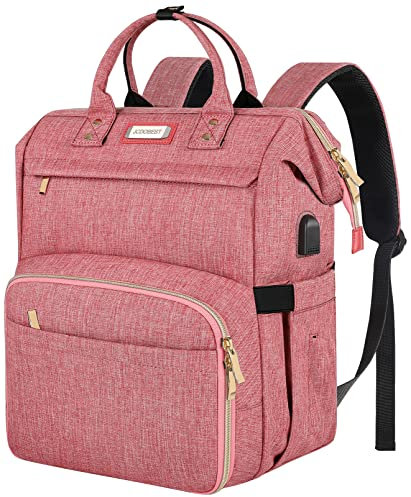 JCDOBEST Lunchväska ryggsäck, isolerad kylryggsäck lunchlåda laptop ryggsäck med USB-port för kvinnor män passar 15,6 tums bärbar dator blå, One Size