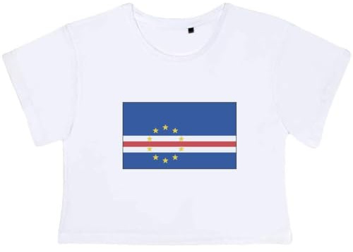Azeeda 'Cape Verde Flag' Adult Cotton Crop Top (CO023469) | Short Sleeve Top for Gym, Dance, Training and Summer